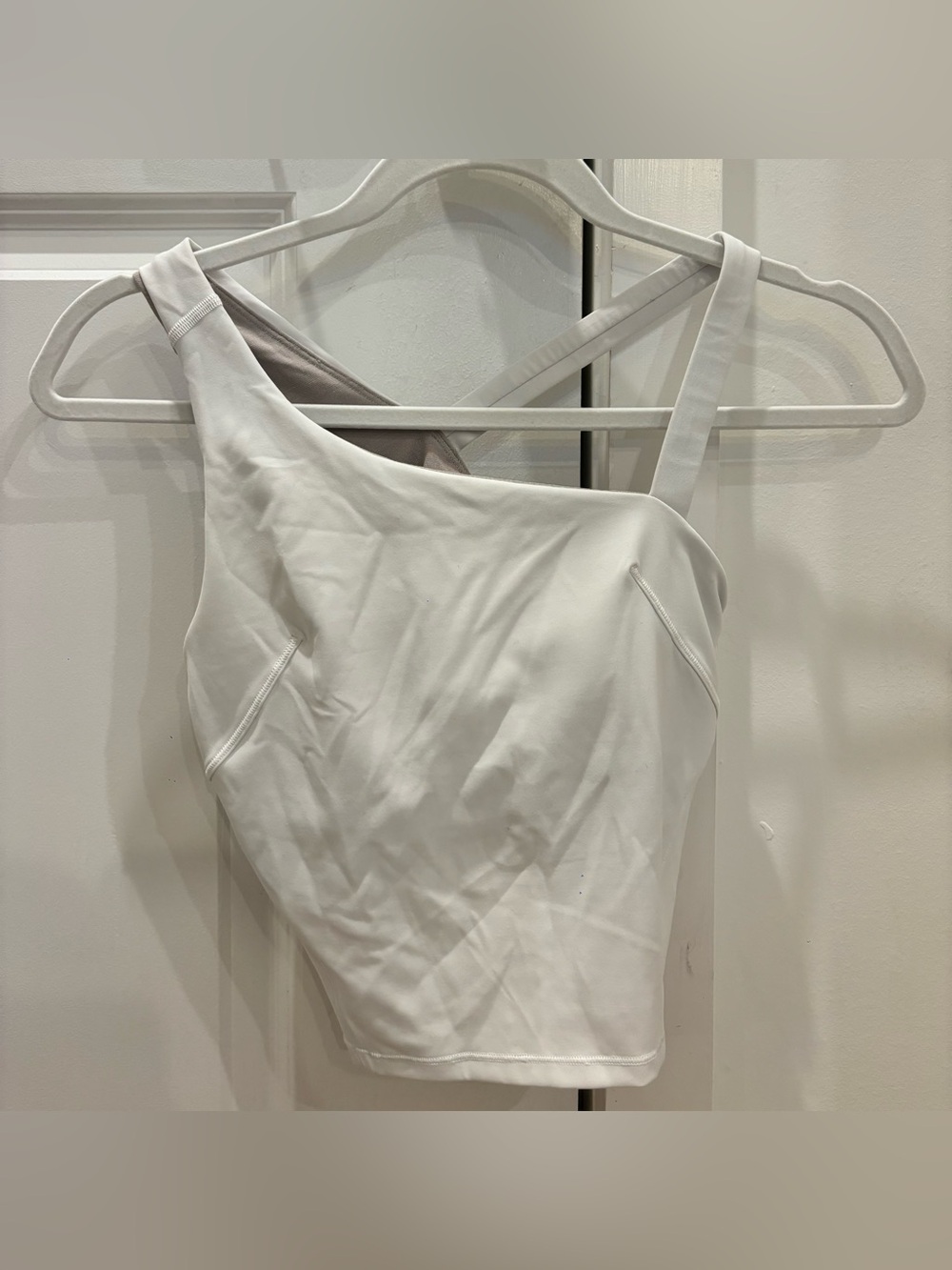 Lululemon white asymmetrical padded workout tank top